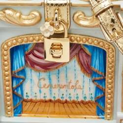 Dolce & Gabbana Gold Acrylic, Wood and Snakeskin Cinderella Dolce Box Top Handle Bag