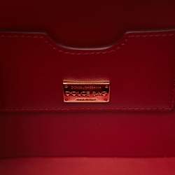 Pre Owned Dolce & Gabbana Gold/Red Rose Wood L'amore e' Bellezza Dolce Box Top Handle Bag