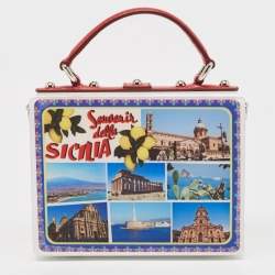 Dolce & Gabbana White/Red Acrylic and Leather Della Sicilia Dolce Box Top Handle Bag