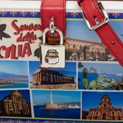 Dolce & Gabbana White/Red Acrylic and Leather Della Sicilia Dolce Box Top Handle Bag