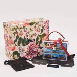 Dolce & Gabbana White/Red Acrylic and Leather Della Sicilia Dolce Box Top Handle Bag