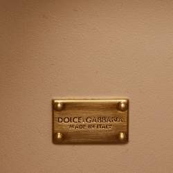 Dolce & Gabbana Gold/Beige Wood and Velvet Mirror Box Regine Top Handle Bag