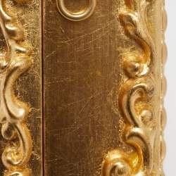 Dolce & Gabbana Gold/Beige Wood and Velvet Mirror Box Regine Top Handle Bag