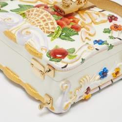 Pre Owned Dolce & Gabbana Gold Acrylic and Leather Fruit basket Dolce Box Top Handle Bag