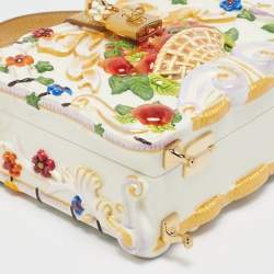 Pre Owned Dolce & Gabbana Gold Acrylic and Leather Fruit basket Dolce Box Top Handle Bag