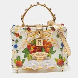 Dolce & Gabbana Gold Acrylic and Leather Fruit basket Dolce Box Top Handle Bag