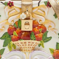 Pre Owned Dolce & Gabbana Gold Acrylic and Leather Fruit basket Dolce Box Top Handle Bag