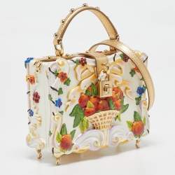 Pre Owned Dolce & Gabbana Gold Acrylic and Leather Fruit basket Dolce Box Top Handle Bag