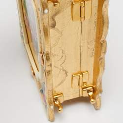 Dolce & Gabbana Gold/Red Rose Painted Wood Dolce Box Top Handle Bag
