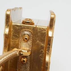 Dolce & Gabbana Gold/Red Rose Painted Wood Dolce Box Top Handle Bag