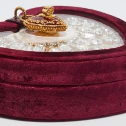 Dolce & Gabbana Burgundy Velvet & Snakeskin Crystal My Heart Box Top Handle Bag