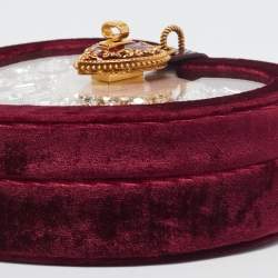 Dolce & Gabbana Burgundy Velvet & Snakeskin Crystal My Heart Box Top Handle Bag