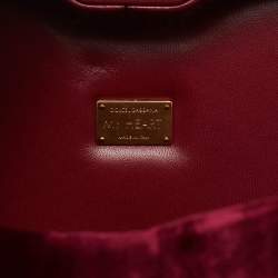 Dolce & Gabbana Burgundy Velvet & Snakeskin Crystal My Heart Box Top Handle Bag