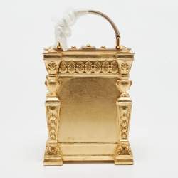 Dolce & Gabbana Gold Wood Acrylic Baroque Box Top Handle Bag