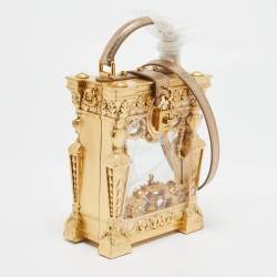 Dolce & Gabbana Gold Wood Acrylic Baroque Box Top Handle Bag