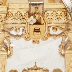 Dolce & Gabbana Gold Wood Acrylic Baroque Box Top Handle Bag