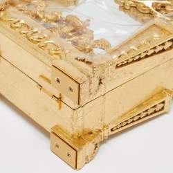 Dolce & Gabbana Gold Wood Acrylic Baroque Box Top Handle Bag