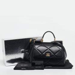 Pre Owned Dolce & Gabbana Black Quilted Leather Medium Miss Sicily Top Handle Bag
