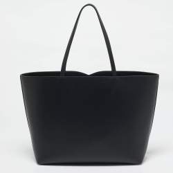 Pre Owned Dolce & Gabbana Black Leather DG Logo Shopper Tote