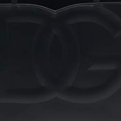Pre Owned Dolce & Gabbana Black Leather DG Logo Shopper Tote