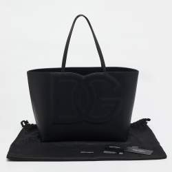 Pre Owned Dolce & Gabbana Black Leather DG Logo Shopper Tote