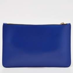 Pre Owned Dolce & Gabbana Blue Leather DG Millennials Wristlet Clutch