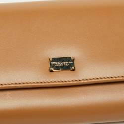 Dolce & Gabbana Beige Leather Flap Continental Wallet