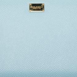 Pre Owned Dolce & Gabbana Blue Leather Zip Around Wallet