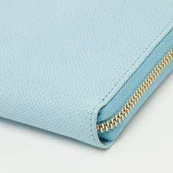 Pre Owned Dolce & Gabbana Blue Leather Zip Around Wallet