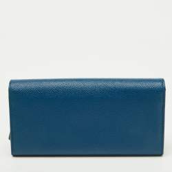Pre Owned Dolce & Gabbana Blue Leather Flap Continental Wallet