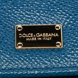 Pre Owned Dolce & Gabbana Blue Leather Flap Continental Wallet