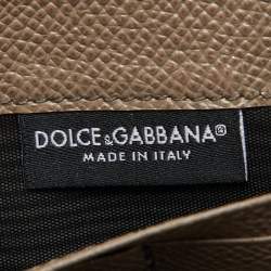 Pre Owned Dolce & Gabbana Taupe Leather Zip Around Wallet