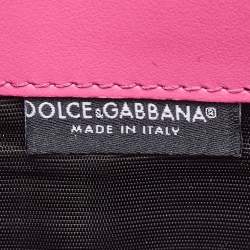 Pre Owned Dolce & Gabbana Pink Leather Sicily Phone Chain Bag