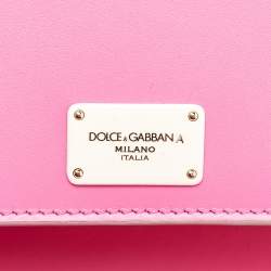 Pre Owned Dolce & Gabbana Pink Leather Sicily Phone Chain Bag