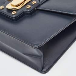 Dolce & Gabbana Navy Blue Leather Lucia Shoulder Bag