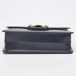 Dolce & Gabbana Navy Blue Leather Lucia Shoulder Bag