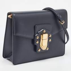 Dolce & Gabbana Navy Blue Leather Lucia Shoulder Bag