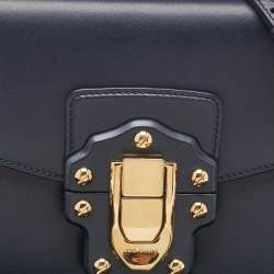 Dolce & Gabbana Navy Blue Leather Lucia Shoulder Bag