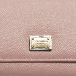 Dolce & Gabbana Pink Leather Logo Plaque Trifold Wallet