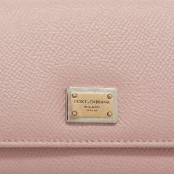 Dolce & Gabbana Pink Leather Logo Plaque Trifold Wallet