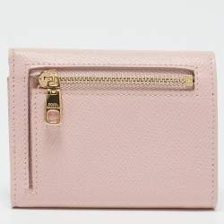 Dolce & Gabbana Pink Leather Logo Plaque Trifold Wallet