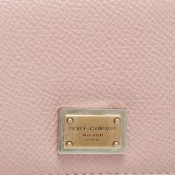 Dolce & Gabbana Pink Leather Logo Plaque Trifold Wallet