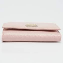 Dolce & Gabbana Pink Leather Logo Plaque Trifold Wallet