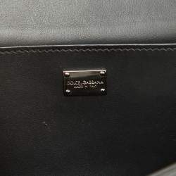 Dolce & Gabbana Black Leather Crystal Embellished Flap Crossbody Bag