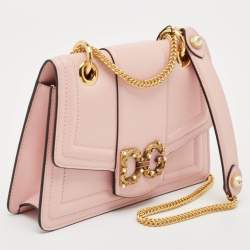 مملوكة مسبقًا Dolce & Gabbana Light Pink Leather DG Amore Shoulder Bag