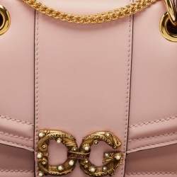 مملوكة مسبقًا Dolce & Gabbana Light Pink Leather DG Amore Shoulder Bag