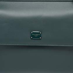 Pre Owned Dolce & Gabbana Dark Green Leather Small Miss Sicily 58 Top Handle Bag