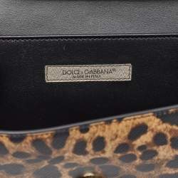 Dolce & Gabbana Brown Leopard Print Leather Chain Crossbody Bag