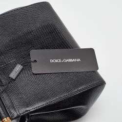 Pre Owned Dolce & Gabbana Black Iguana Embossed Leather Small Crystals DG Miss Sicily Bag
