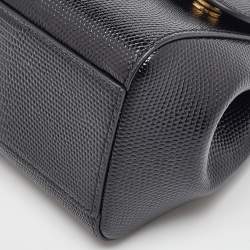 Pre Owned Dolce & Gabbana Black Iguana Embossed Leather Small Crystals DG Miss Sicily Bag